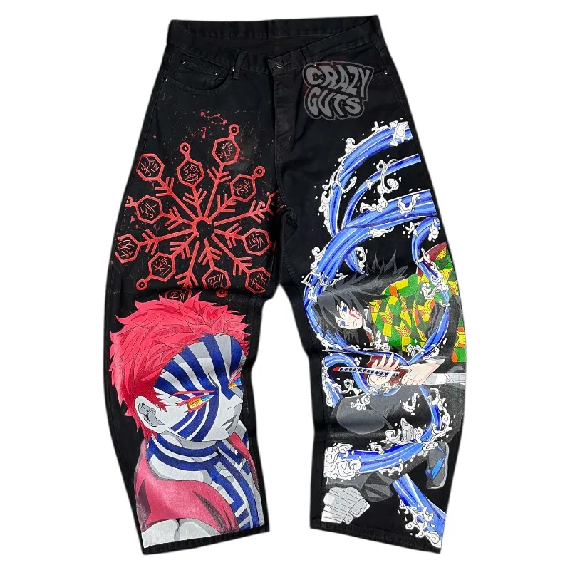 Джинсы Y2K в стиле аниме Harajuku с принтом, широкие джинсы, готические винтажные джинсы в стиле хип-хоп с высокой талией для мужчин и женщин, модная повседневная уличная одежда
Джинсы Y2K в стиле аниме Harajuku с принтом, широкие джинсы, готические винтажные джинсы в стиле хип-хоп с высокой талией для мужчин и женщин, модная повседневная уличная одежда