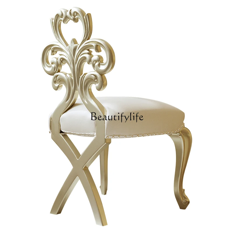 European solid wood carving flower dining chair, American retro luxury dressing chair
European solid wood carving flower dining chair, American retro luxury dressing chair