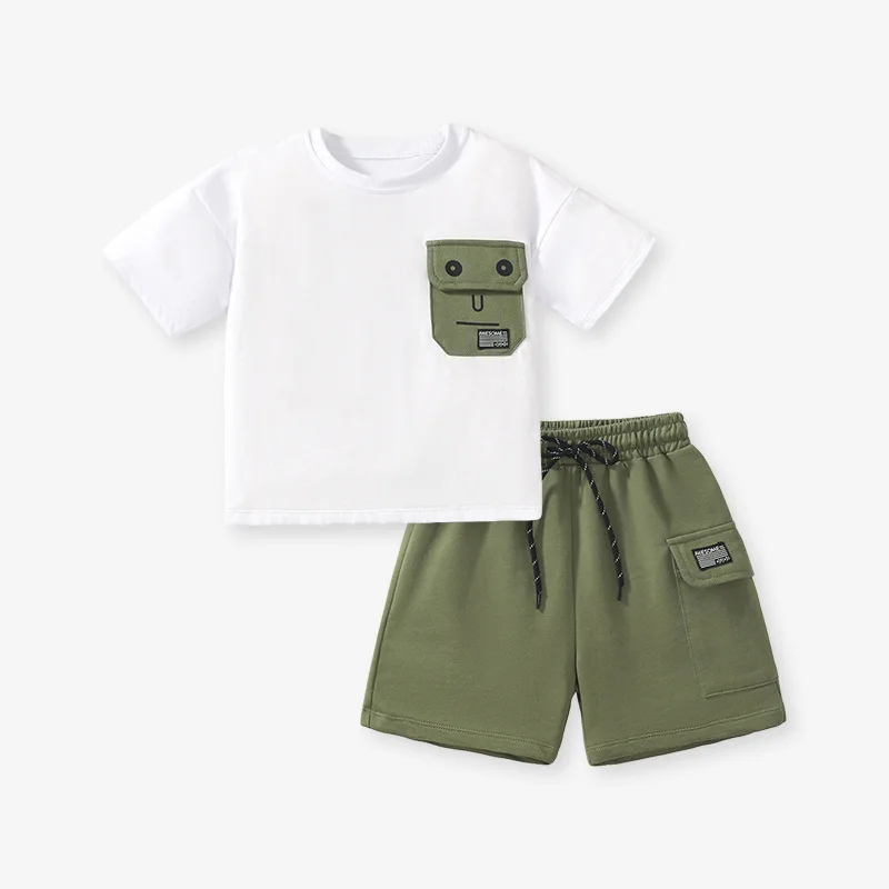 Children's Short-Sleeved Suit Summer Boys' Cotton Two-Piece Fashion Children's ClothingBaist
Children's Short-Sleeved Suit Summer Boys' Cotton Two-Piece Fashion Children's ClothingBaist