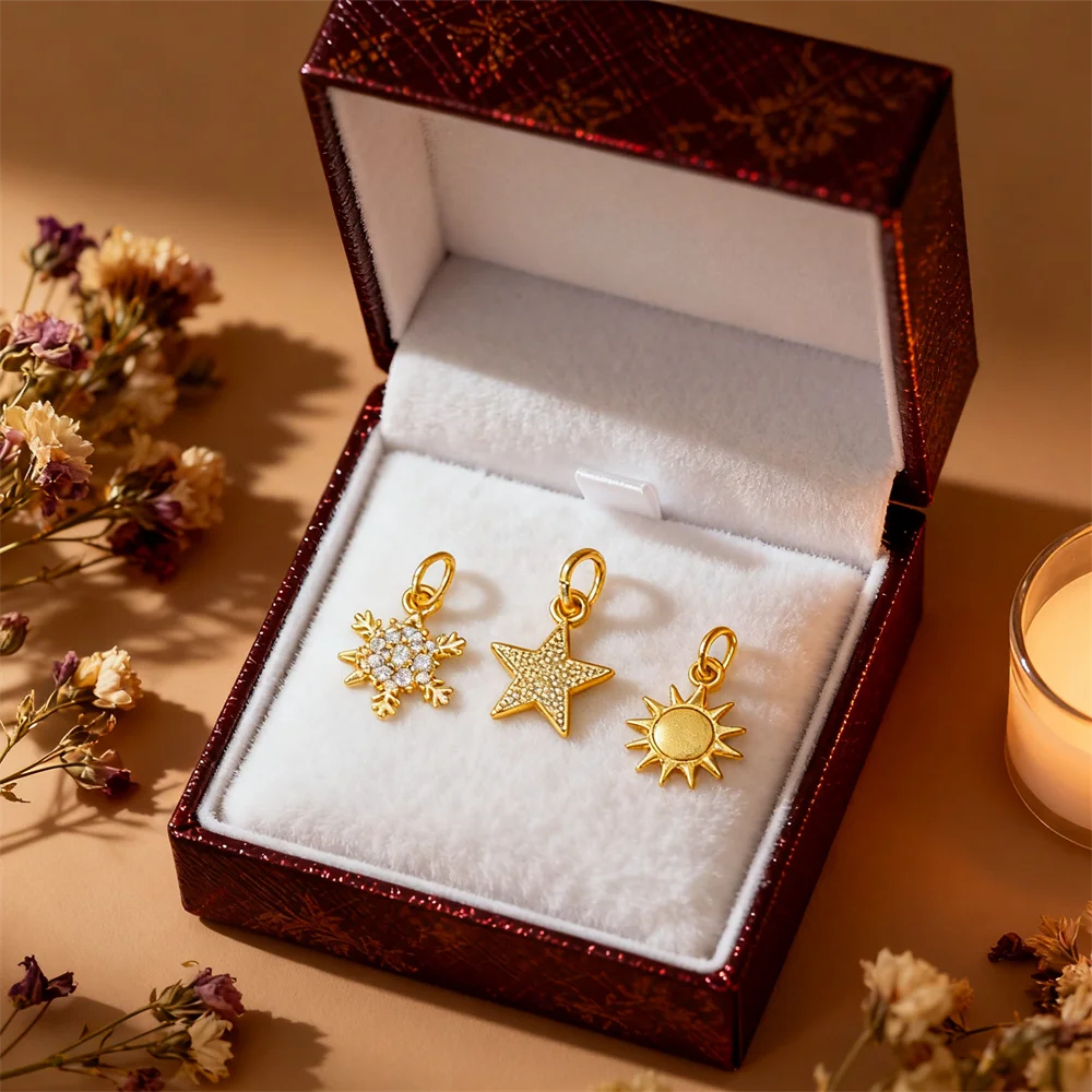 3Pcs Pendants Brass Zircon Flower Snowflake Sun Charms Hollow for DIY Jewelry Necklace Bracelet Making Accessories for Women Men
3Pcs Pendants Brass Zircon Flower Snowflake Sun Charms Hollow for DIY Jewelry Necklace Bracelet Making Accessories for Women Men
