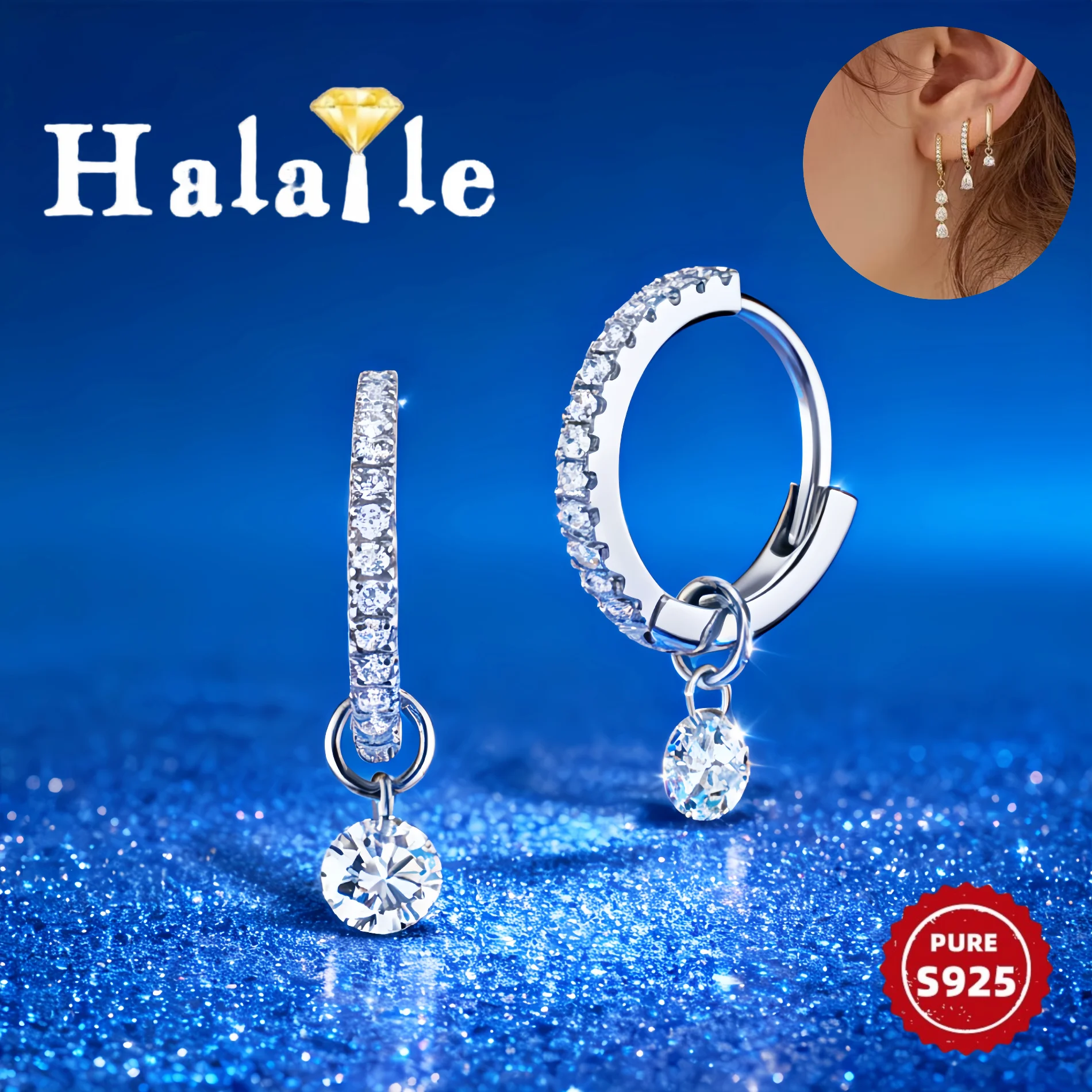 Halaile S925 Sterling Silver Zircon Pendant Hoop Earrings For Women Sparkling Fashion Light Luxury Engagement Wedding Gift
Halaile S925 Sterling Silver Zircon Pendant Hoop Earrings For Women Sparkling Fashion Light Luxury Engagement Wedding Gift