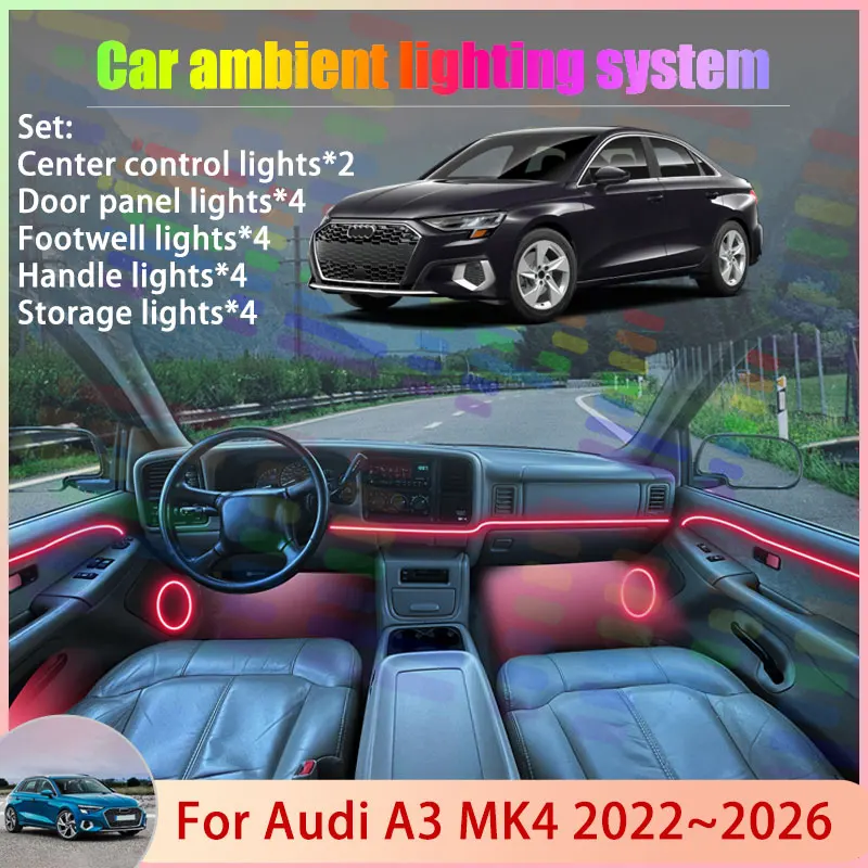 For Audi A3 MK4 4th 8Y 2022~2026 2023 2024 2025 2/18 in 1 Car Atmosphere Light Lamp RGB Shade Ensemble Streamer Atmosphere Set
For Audi A3 MK4 4th 8Y 2022~2026 2023 2024 2025 2/18 in 1 Car Atmosphere Light Lamp RGB Shade Ensemble Streamer Atmosphere Set