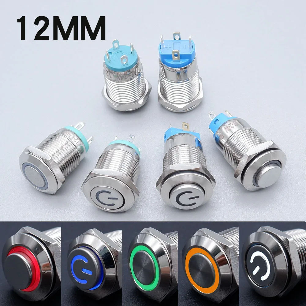 12mm Metal Illuminated Push Button Switch Led Light 12V Momentary Latching Waterproof Power Ring Lamp Computer Ignition Switch
12mm Metal Illuminated Push Button Switch Led Light 12V Momentary Latching Waterproof Power Ring Lamp Computer Ignition Switch