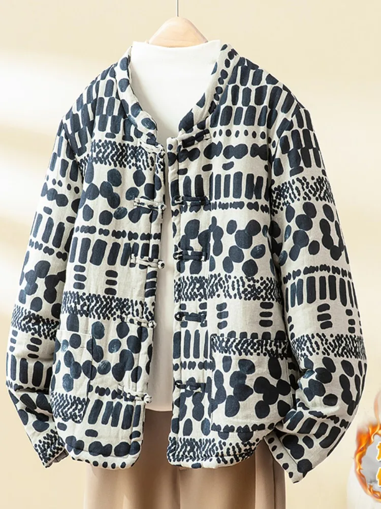 Thickened Cotton Jacket Women's Winter Warm Stand Collar Print Short Cotton Coat Retro Style Long Sleeve Floral Patterned
Thickened Cotton Jacket Women's Winter Warm Stand Collar Print Short Cotton Coat Retro Style Long Sleeve Floral Patterned