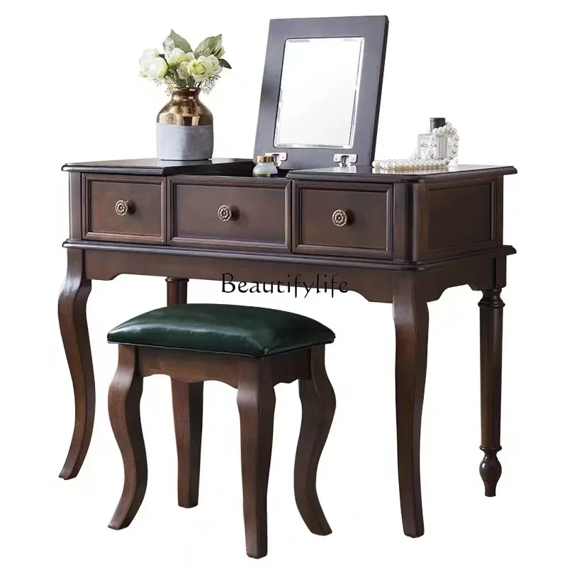 yj5 American all-solid wood dresser small apartment bedroom with lamp mirror flip multi-function
yj5 American all-solid wood dresser small apartment bedroom with lamp mirror flip multi-function