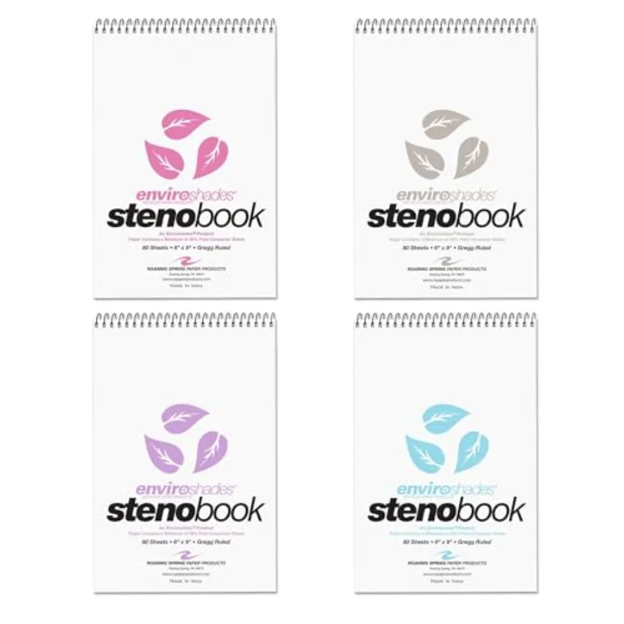 Enviroshades Colored Steno Books, 4 Pack of Memo Pads, Assorted Colors, Recycled Paper, 6" x 9", 80 Sheets, Gregg Ruled, Perfor
Enviroshades Colored Steno Books, 4 Pack of Memo Pads, Assorted Colors, Recycled Paper, 6" x 9", 80 Sheets, Gregg Ruled, Perfor