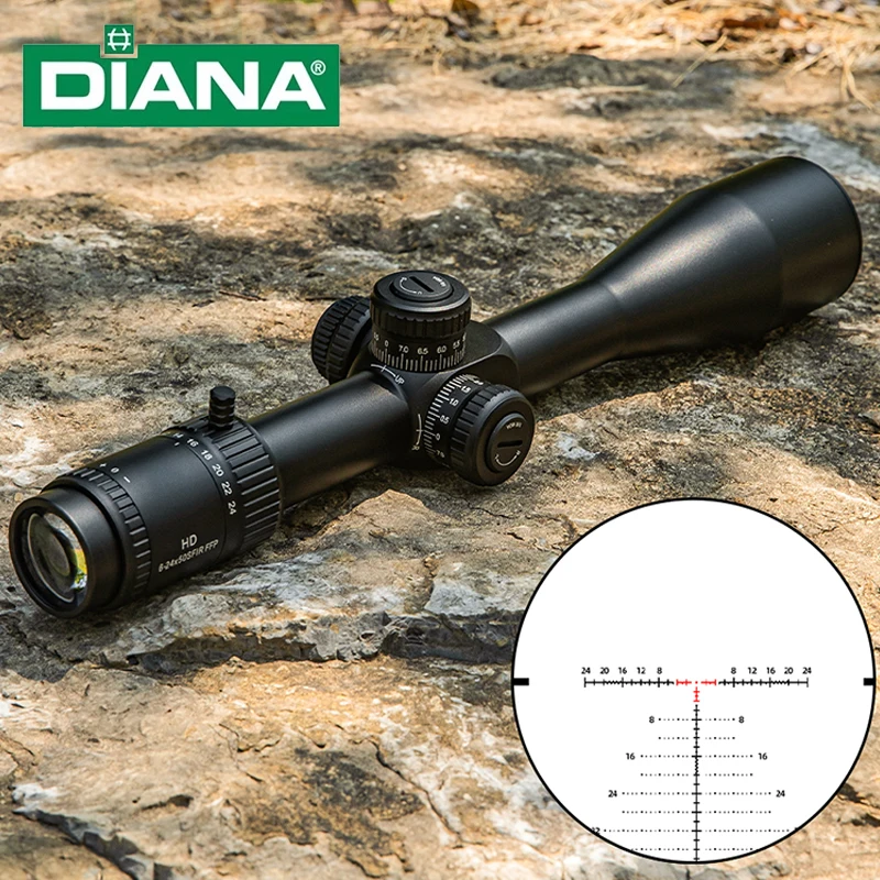 DIANA 6-24x50 SFIR FFP Scope, First Focal Plane, Side Focus
DIANA 6-24x50 SFIR FFP Scope, First Focal Plane, Side Focus
