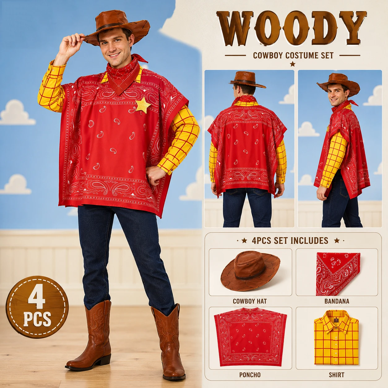 Story Cowboy Woody Cosplay Costume Sets Adult Cowboy Christmas Halloween Carnival Dress Up Party Toy Stage Performance INSTOCK
Story Cowboy Woody Cosplay Costume Sets Adult Cowboy Christmas Halloween Carnival Dress Up Party Toy Stage Performance INSTOCK