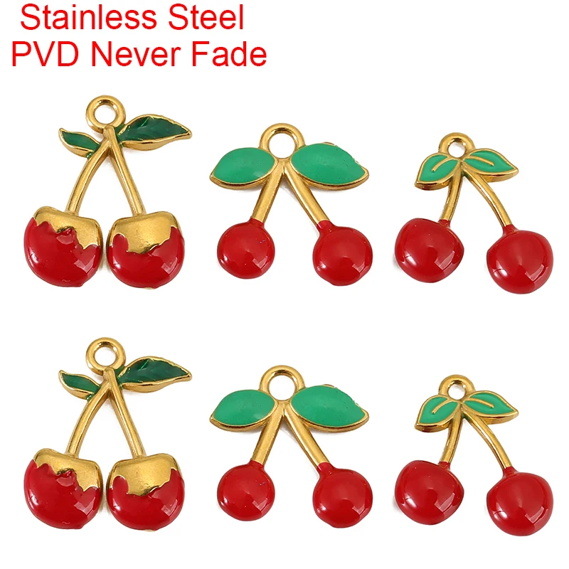 2pcs PVD Never Fade Stainless Steel Cherry Charms Leaf Fruit Charms Necklace Pendants for DIY Bracelets Jewelry Making Findings
2pcs PVD Never Fade Stainless Steel Cherry Charms Leaf Fruit Charms Necklace Pendants for DIY Bracelets Jewelry Making Findings