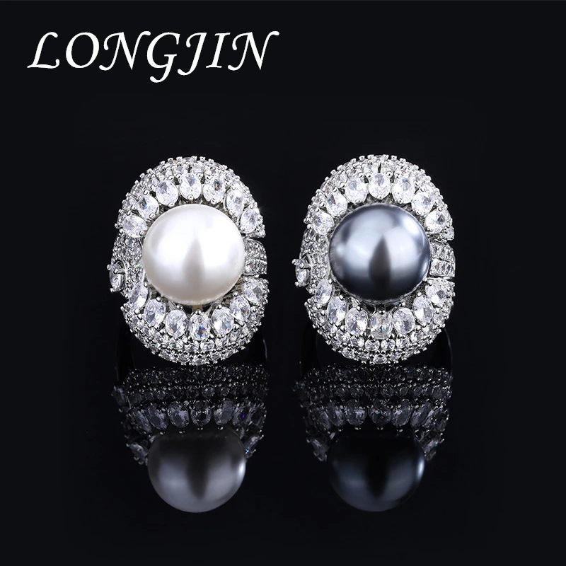 LONGJIN 14mm Fashion Brand Women Pearl Ring Cubic Zirconia Twisted Pines Luxury Finger Rings Elegant Jewelry for Wedding Party
LONGJIN 14mm Fashion Brand Women Pearl Ring Cubic Zirconia Twisted Pines Luxury Finger Rings Elegant Jewelry for Wedding Party