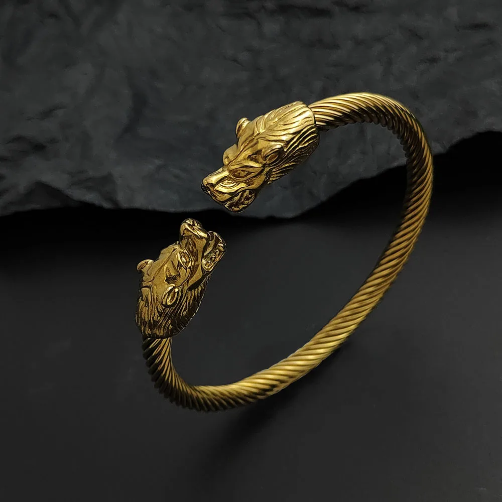 Creative steel wire wolf head gold-plated stainless steel women's bracelet, waterproof and rust-free, couple bracelet
Creative steel wire wolf head gold-plated stainless steel women's bracelet, waterproof and rust-free, couple bracelet