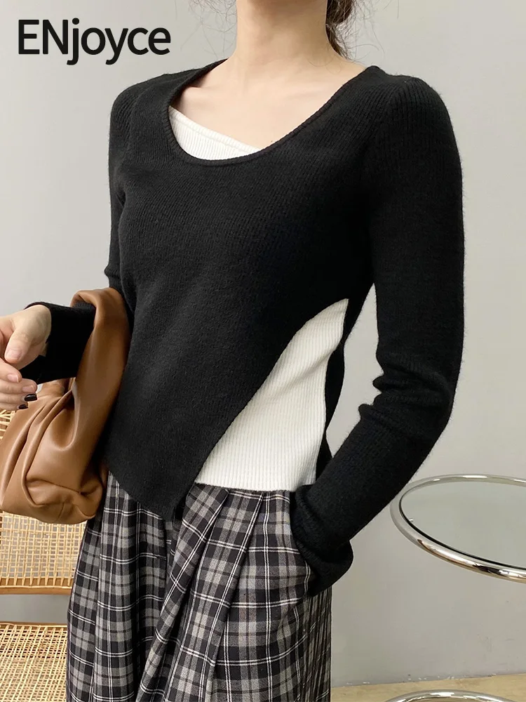 ENjoyce 2023 Autumn Women Knitted Fake Two-piece Sweater Ladies Casual Knitwear Korean Style Knit Pullovers Cropped Tops
ENjoyce 2023 Autumn Women Knitted Fake Two-piece Sweater Ladies Casual Knitwear Korean Style Knit Pullovers Cropped Tops