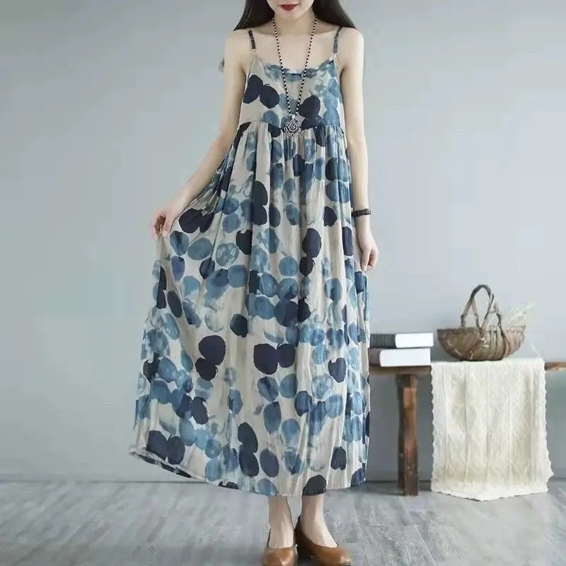 Fashion Square Collar Printed Folds Polka Dot Slip Dress Women's Clothing Summer New Oversized Office Lady Sleeveless Dress
Fashion Square Collar Printed Folds Polka Dot Slip Dress Women's Clothing Summer New Oversized Office Lady Sleeveless Dress