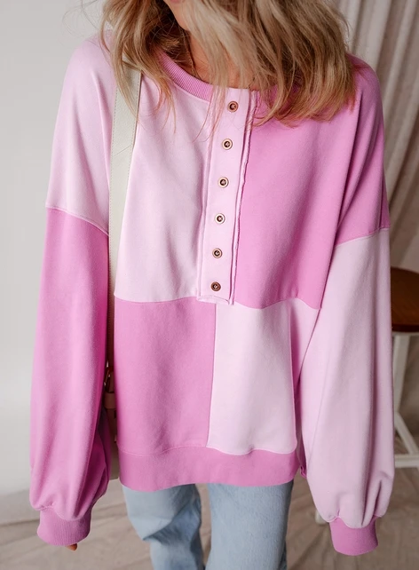 Fashion Gril Button Decoration Tops Autumn Casual Hoodies Loose Spliced Contrast Color Velvet Buckle Long Lapel Sweatshirt
Fashion Gril Button Decoration Tops Autumn Casual Hoodies Loose Spliced Contrast Color Velvet Buckle Long Lapel Sweatshirt
