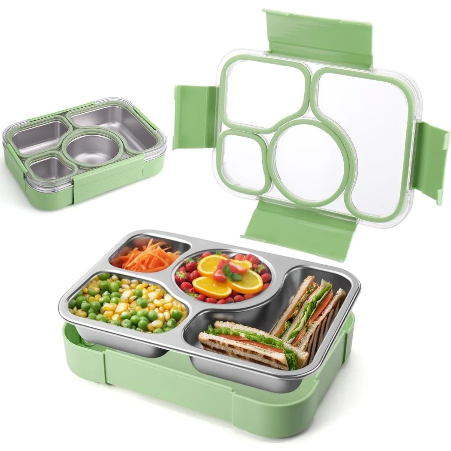 Stainless Steel Lunch Box for and Adults: 4Compartment Metal Food Storage Containers with LeakProof Lid Ideal for School Work T
Stainless Steel Lunch Box for and Adults: 4Compartment Metal Food Storage Containers with LeakProof Lid Ideal for School Work T