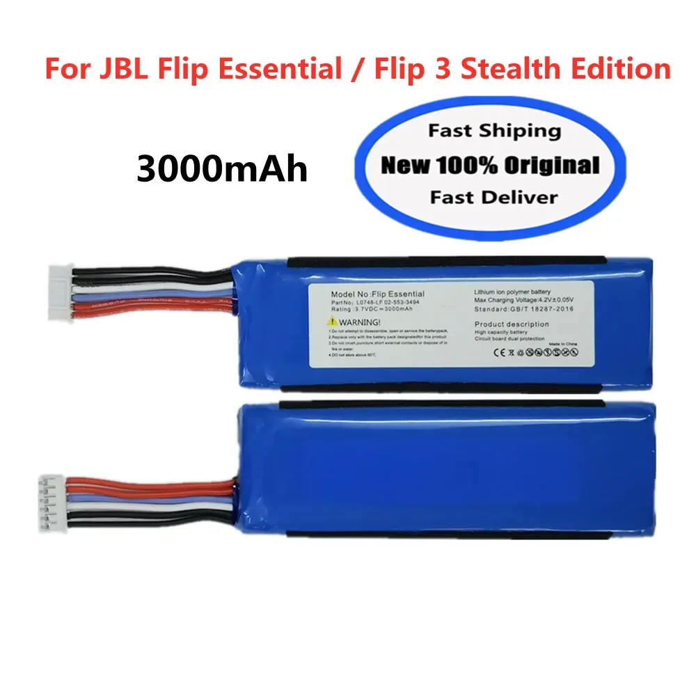 For JBL Flip Essential Flip 3 Stealth Edition Flip 3 SE Speaker Battery L0748-LF 02-553-3494 3000mAh Fast Deliver
For JBL Flip Essential Flip 3 Stealth Edition Flip 3 SE Speaker Battery L0748-LF 02-553-3494 3000mAh Fast Deliver