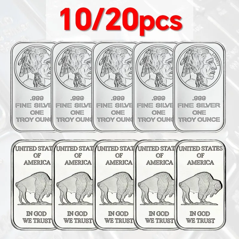 10/20pcs Buffalo Liberty 1oz Silver Bar Replica 999 Fine Silver One Troy Ounce Bullion Iron Silver-plated Craft Gifts
10/20pcs Buffalo Liberty 1oz Silver Bar Replica 999 Fine Silver One Troy Ounce Bullion Iron Silver-plated Craft Gifts