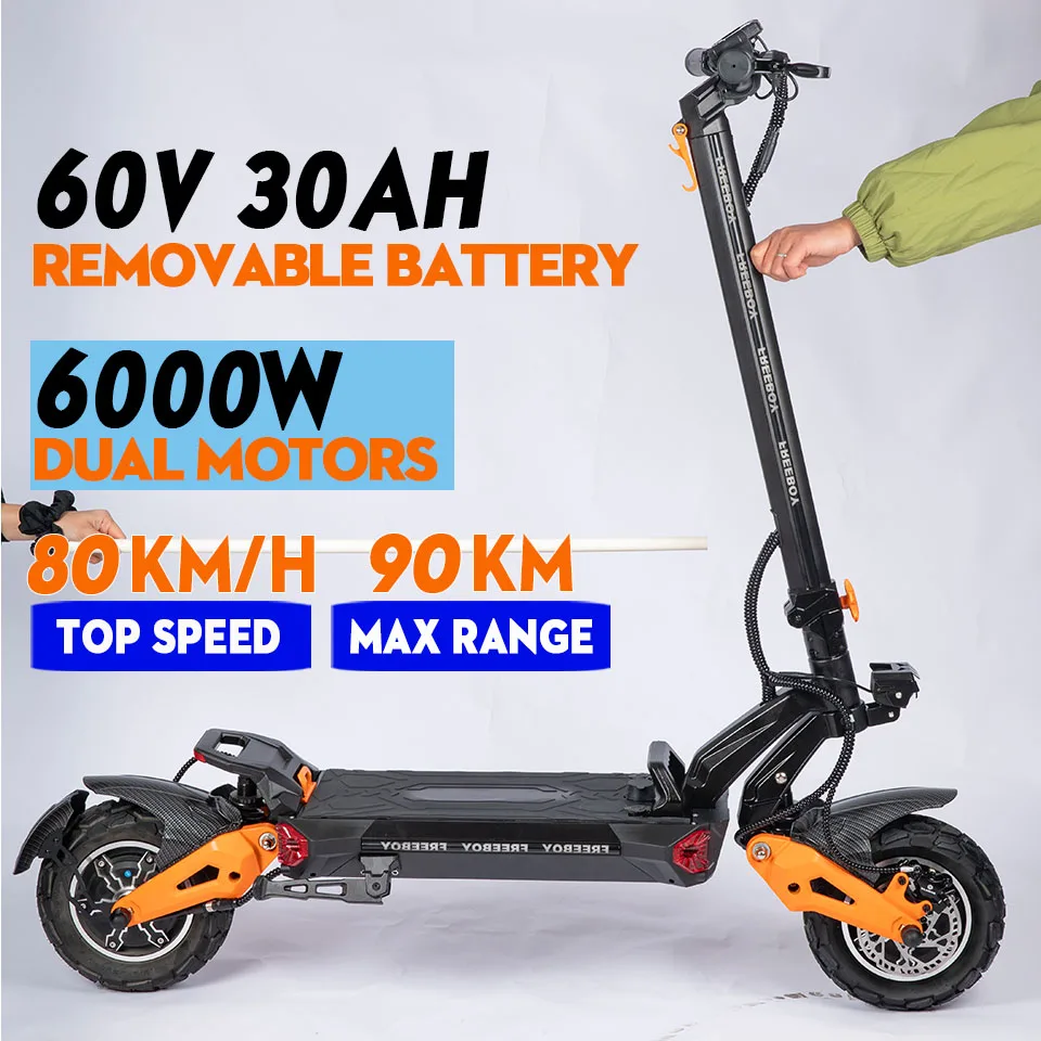 H9 Dual Motor Eelectric Scooters 11inch 3000W*2 60V 30AH Powerful Range 45Miles 50MPH Foldable Fast Electric Scooter for Adults
H9 Dual Motor Eelectric Scooters 11inch 3000W*2 60V 30AH Powerful Range 45Miles 50MPH Foldable Fast Electric Scooter for Adults