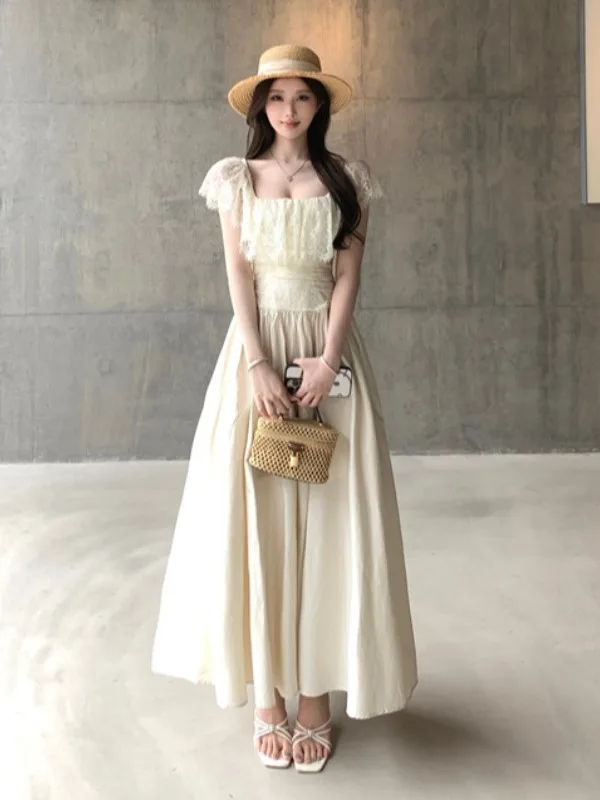 Summer New Style Women's Gentle One-Shoulder Dress Lace Splicing A-Line Holiday Fairy Skirt Waist-Cinching Slimming Effect
Summer New Style Women's Gentle One-Shoulder Dress Lace Splicing A-Line Holiday Fairy Skirt Waist-Cinching Slimming Effect