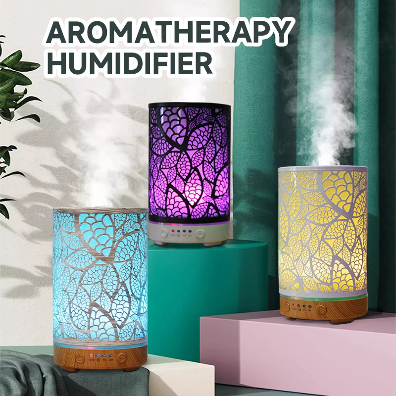Iron Aroma Diffuser 100ml Timing Function Ultrasonic Air Humidifier Hollow Leaves Scent Essential Oil Diffuser with LED Lights
Iron Aroma Diffuser 100ml Timing Function Ultrasonic Air Humidifier Hollow Leaves Scent Essential Oil Diffuser with LED Lights