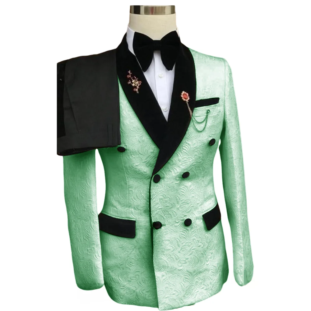 Floral Jacquard Men's Suit Black Velvet Lapel Double-Breasted Blazer Wedding Groom Tuxedo 2 Pieces Suit for Men
Floral Jacquard Men's Suit Black Velvet Lapel Double-Breasted Blazer Wedding Groom Tuxedo 2 Pieces Suit for Men