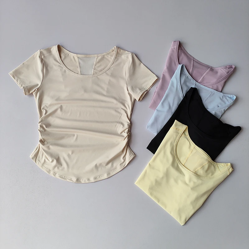 Sports Short-sleeved Women's Summer Waist-closing Fitness Training Top Mesh Splicing Breathable Quick-drying Yoga Suit T-shirt
Sports Short-sleeved Women's Summer Waist-closing Fitness Training Top Mesh Splicing Breathable Quick-drying Yoga Suit T-shirt