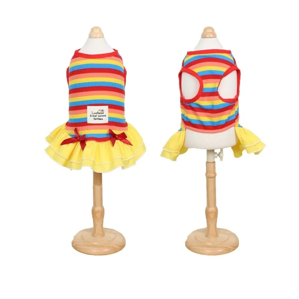 Thin Breathable Dog Rainbow Striped Skirt Comfortable Soft Pet Princess Dress Ruffle Striped Dog Summer Vest Casual Party
Thin Breathable Dog Rainbow Striped Skirt Comfortable Soft Pet Princess Dress Ruffle Striped Dog Summer Vest Casual Party