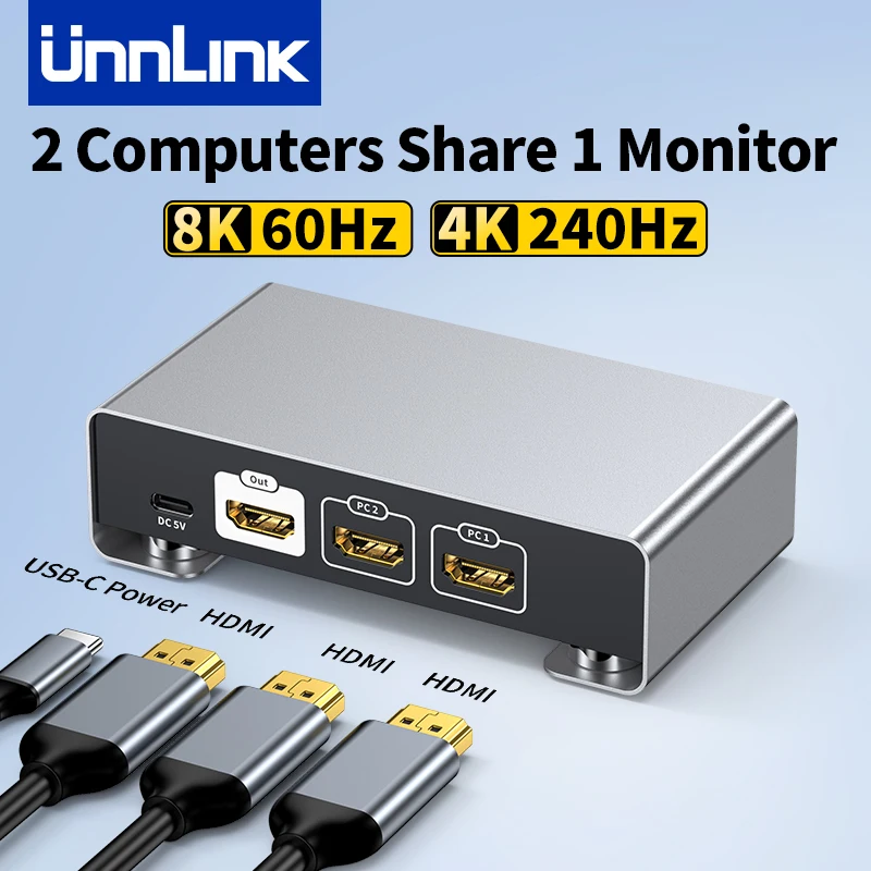 Unnlink 8K 60 Гц HDMI-переключатель 2 порта 4K 240 Гц HDMI-сплиттер 2 в 1 выход для 2 настольных ПК или PS5/4 или ноутбуков Share 1 монитор
Unnlink 8K 60 Гц HDMI-переключатель 2 порта 4K 240 Гц HDMI-сплиттер 2 в 1 выход для 2 настольных ПК или PS5/4 или ноутбуков Share 1 монитор