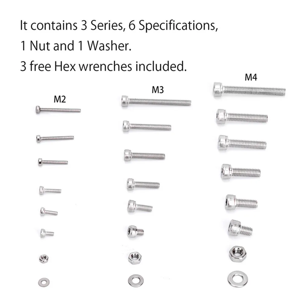 1080Pcs 304 Stainless Steel Hex Socket Head Screw Nut Washer Kit with Free Wrenches Storage Case for Electronics Appliances
1080Pcs 304 Stainless Steel Hex Socket Head Screw Nut Washer Kit with Free Wrenches Storage Case for Electronics Appliances