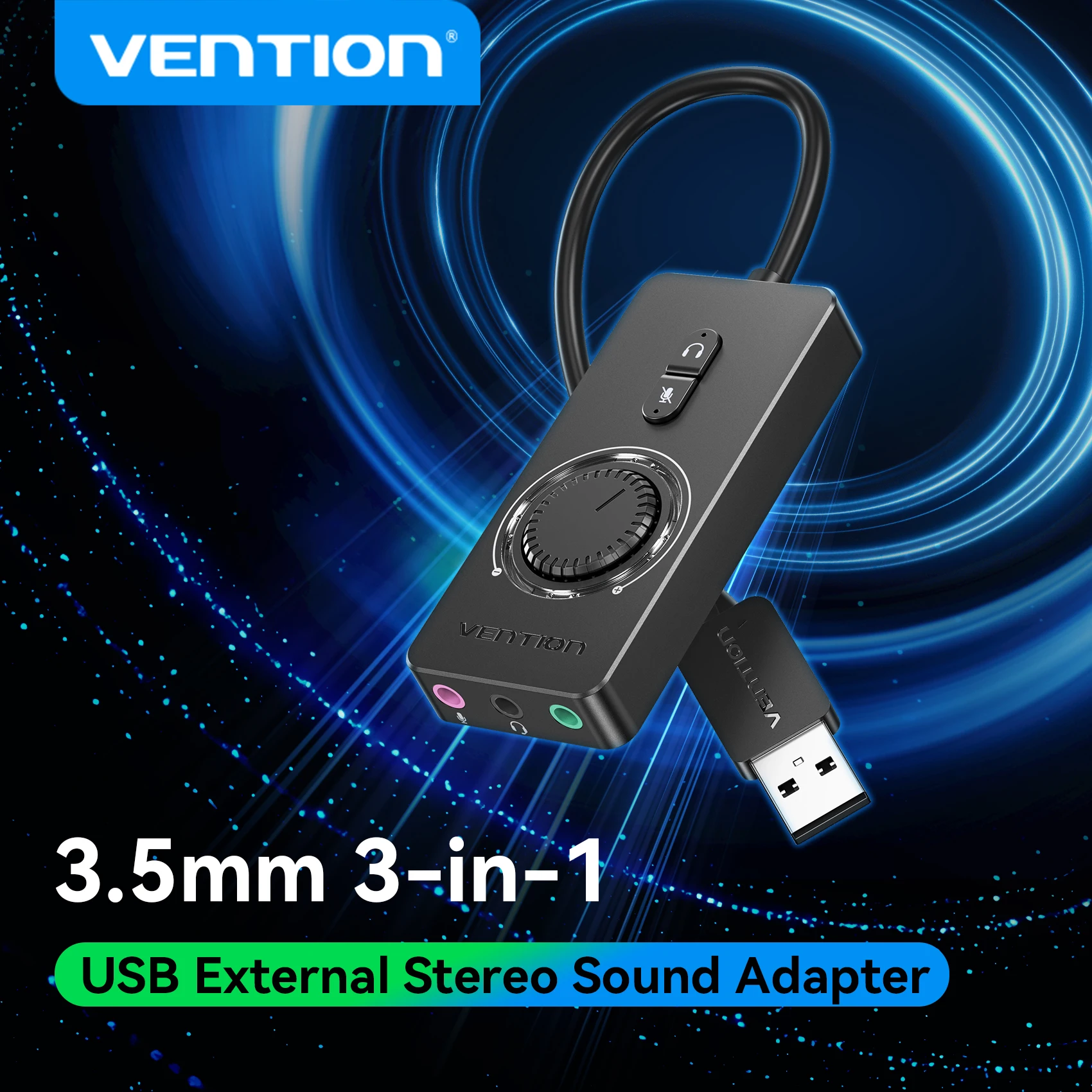 Vention USB External Sound Card USB to 3.5mm Audio Converter Adapter for Computer PC Notebook PS5 PS4 Gaming Headset Sound Cards
Vention USB External Sound Card USB to 3.5mm Audio Converter Adapter for Computer PC Notebook PS5 PS4 Gaming Headset Sound Cards