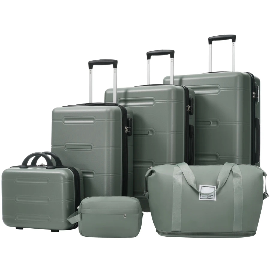 6 Piece Luggage Set for Travel: Lightweight ABS Hardshell Suitcases in Black with Double Spinner Wheels, TSA Password Lock, 14
6 Piece Luggage Set for Travel: Lightweight ABS Hardshell Suitcases in Black with Double Spinner Wheels, TSA Password Lock, 14