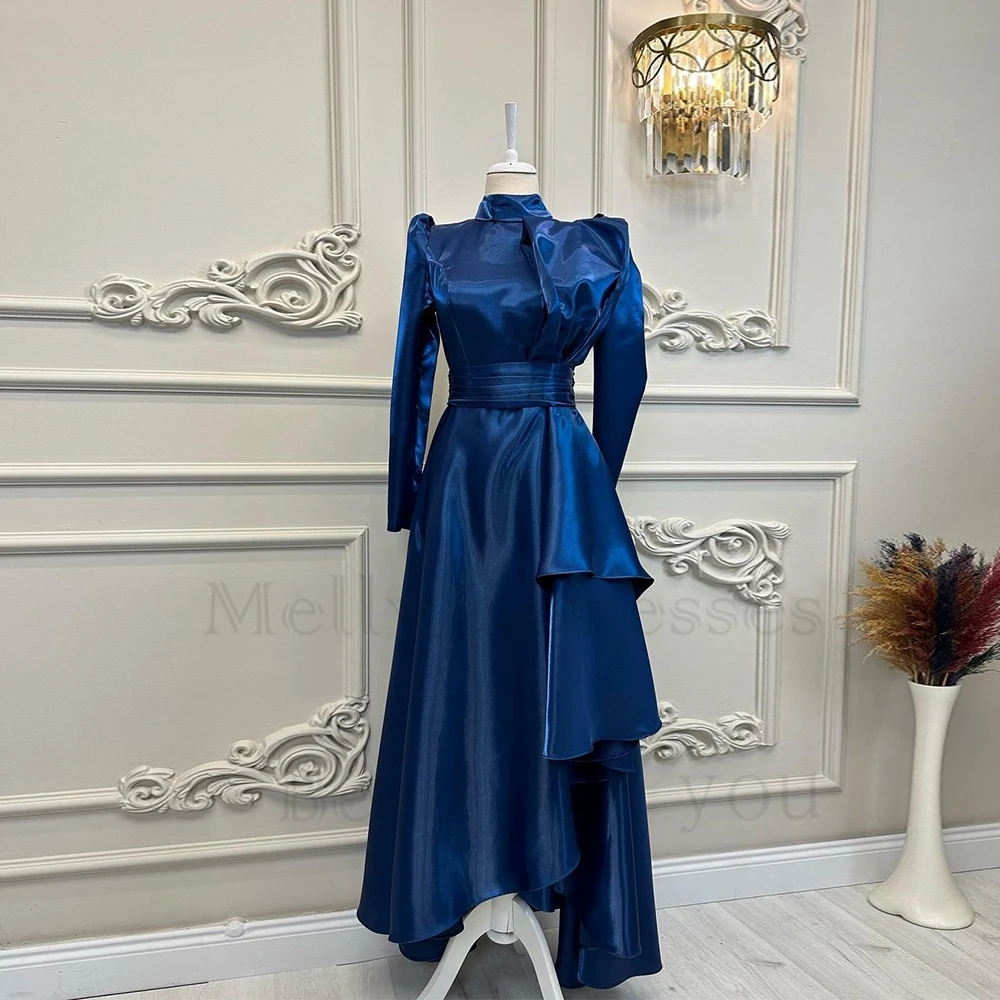 Royal Blue HIgh Neck Evening Dresses for Women Real Picture Stretch Satin Full Sleeve Prom Gowns 2023 Summer Vestido De Noche
Royal Blue HIgh Neck Evening Dresses for Women Real Picture Stretch Satin Full Sleeve Prom Gowns 2023 Summer Vestido De Noche