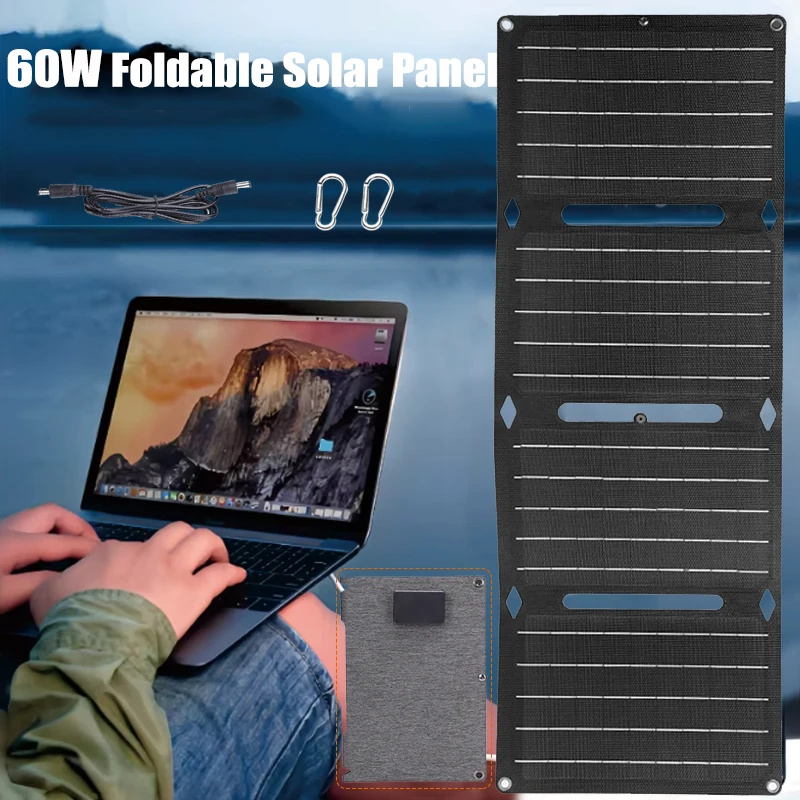 5V/18V Folding Solar Panel 60W USB/Type-C/DC Ports Solar Charger Portable Solar Battery Power Bank for Outdoor Camping Hiking
5V/18V Folding Solar Panel 60W USB/Type-C/DC Ports Solar Charger Portable Solar Battery Power Bank for Outdoor Camping Hiking