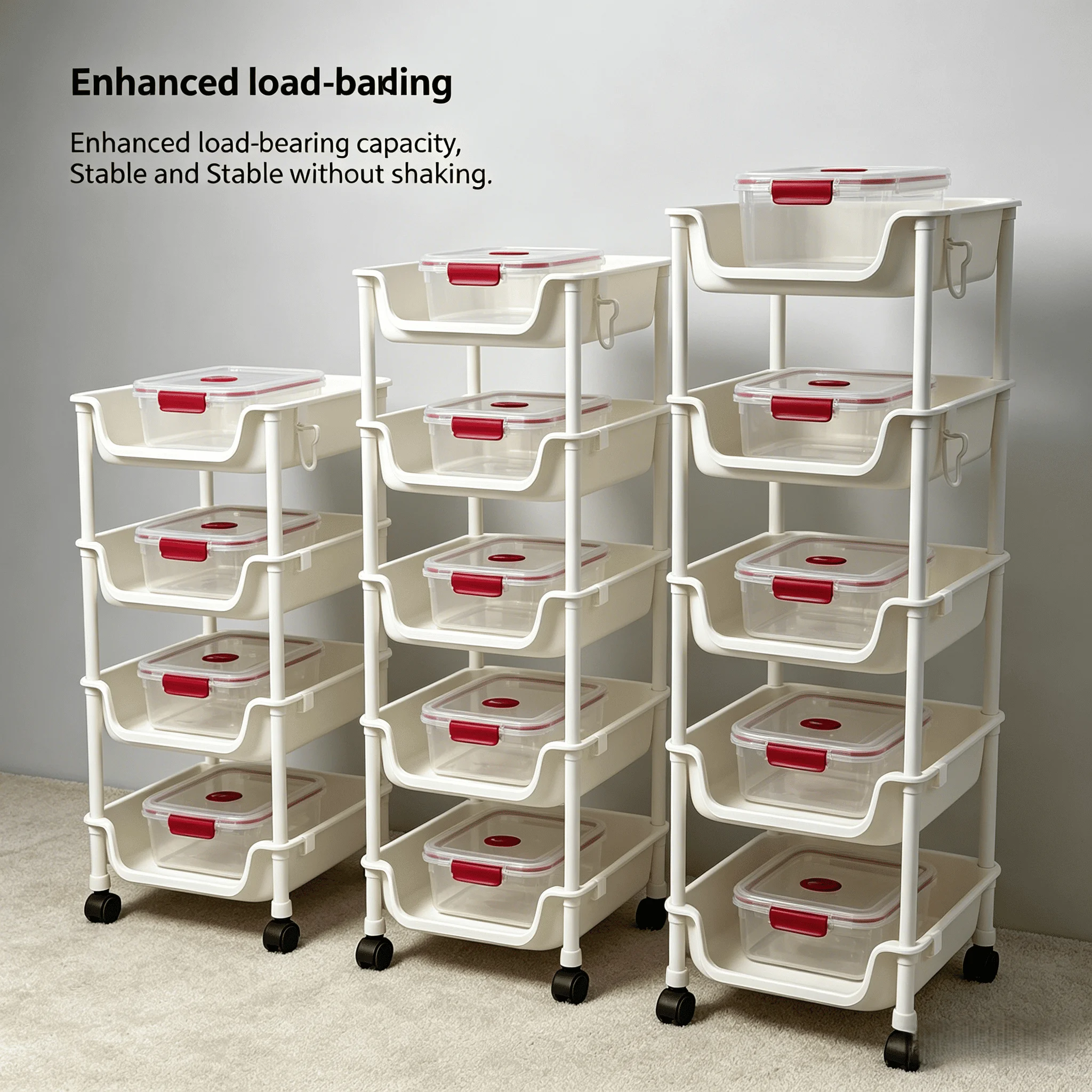 Sturdy Rolling Storage Cart with Hooks - 4/5 Tier Mobile Utility Cart for Kitchen Pantry & Bathroom
Sturdy Rolling Storage Cart with Hooks - 4/5 Tier Mobile Utility Cart for Kitchen Pantry & Bathroom