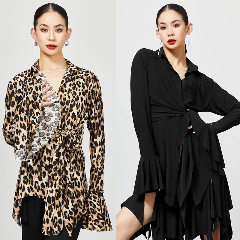 Latin Dance Clothes Loose Flared Sleeves Shirts Leopard Black Cardigan Women Rumba Ballroom Dance Clothing Practice Wear JL5934
Latin Dance Clothes Loose Flared Sleeves Shirts Leopard Black Cardigan Women Rumba Ballroom Dance Clothing Practice Wear JL5934