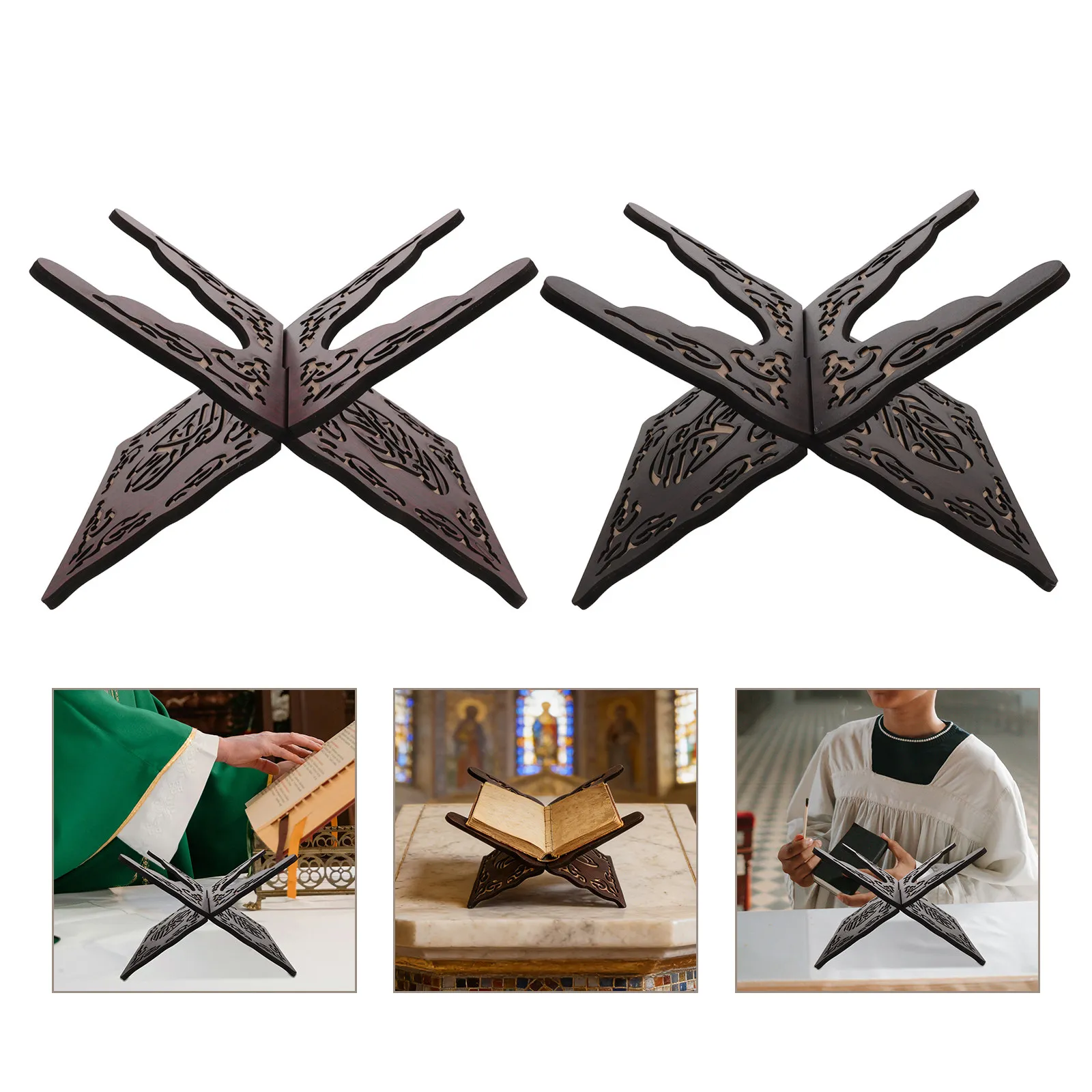 2Pcs Carved Wooden Book Holder Stand Folding Bible Reading Rest Desktop Display Easel Scripture Book Holder for Study Kitchen
2Pcs Carved Wooden Book Holder Stand Folding Bible Reading Rest Desktop Display Easel Scripture Book Holder for Study Kitchen
