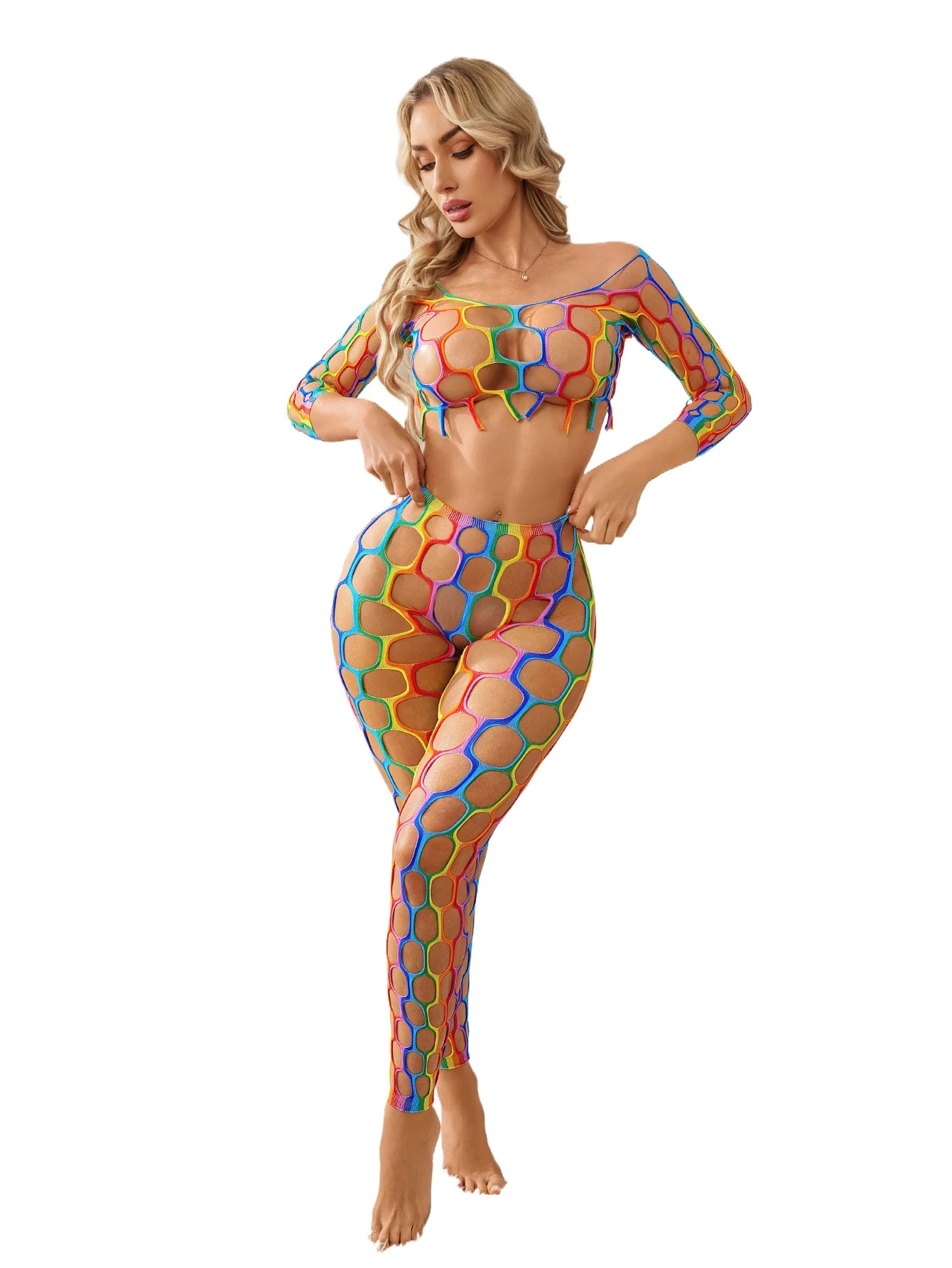 FHSEER 2pcs Women's Colorful Sexy Lingerie Fishnet Cutout Design Underwear Long Sleeve Crop Top & Long Pants Lingerie for Night
FHSEER 2pcs Women's Colorful Sexy Lingerie Fishnet Cutout Design Underwear Long Sleeve Crop Top & Long Pants Lingerie for Night