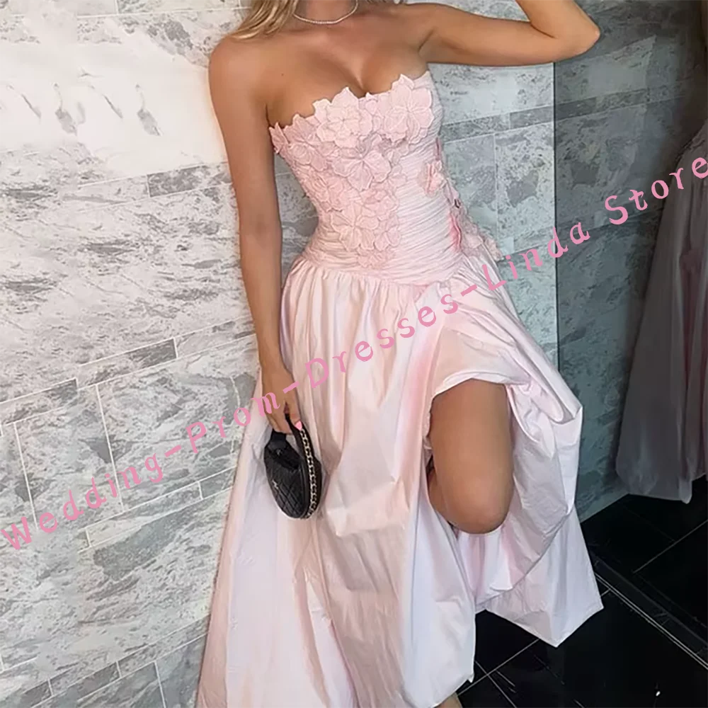 Classic Strapless Sleeveless Flowers Pleat Straight Evening Dresses Birthday Party Prom Gowns Customized
Classic Strapless Sleeveless Flowers Pleat Straight Evening Dresses Birthday Party Prom Gowns Customized