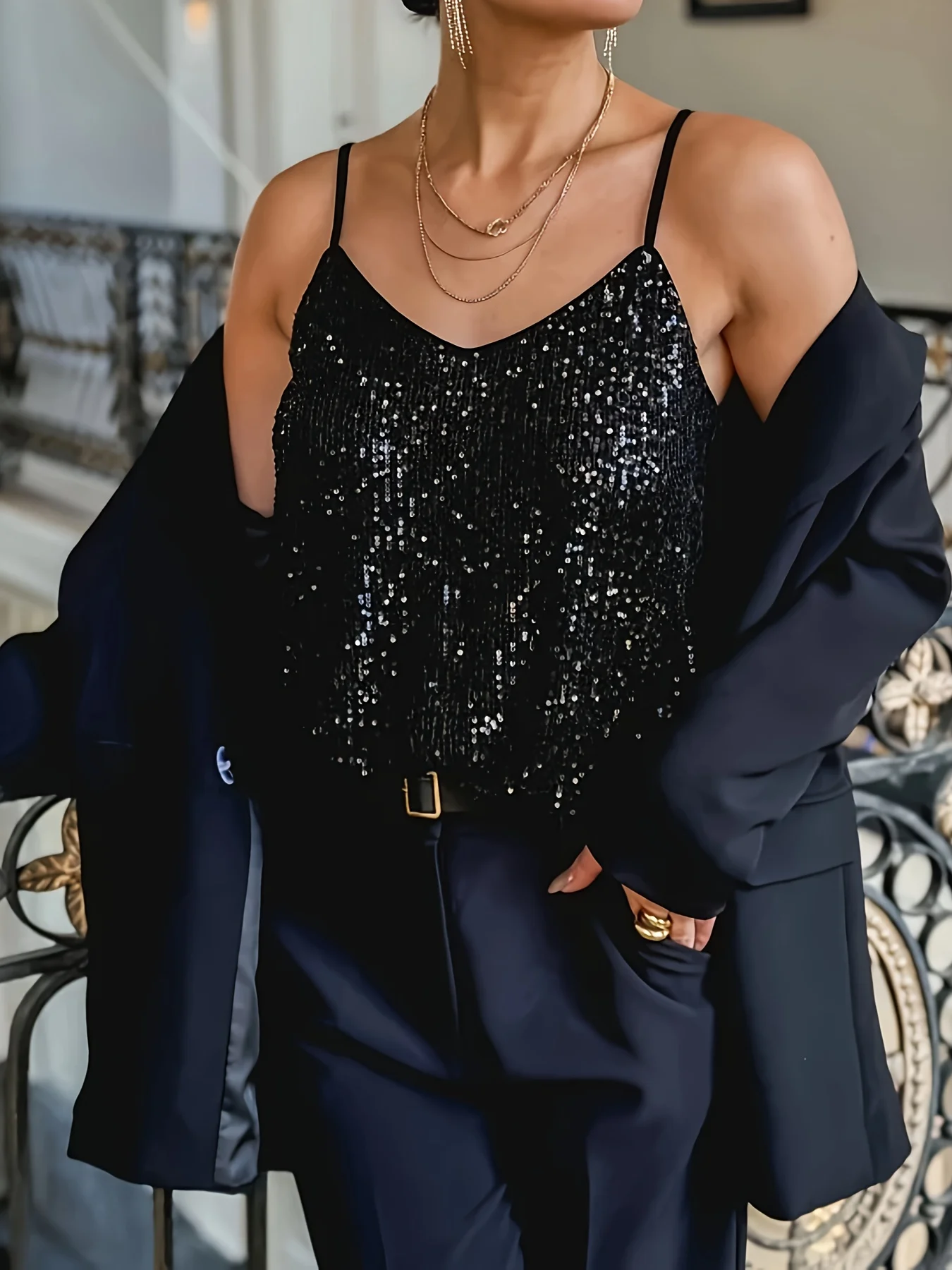 Daoye Dingxiang New Sexy Sequin Cami Top, Women's Outerwear Layering Tank Top, Ideal for Banquet, Annual Party & Blazer Inner We
Daoye Dingxiang New Sexy Sequin Cami Top, Women's Outerwear Layering Tank Top, Ideal for Banquet, Annual Party & Blazer Inner We