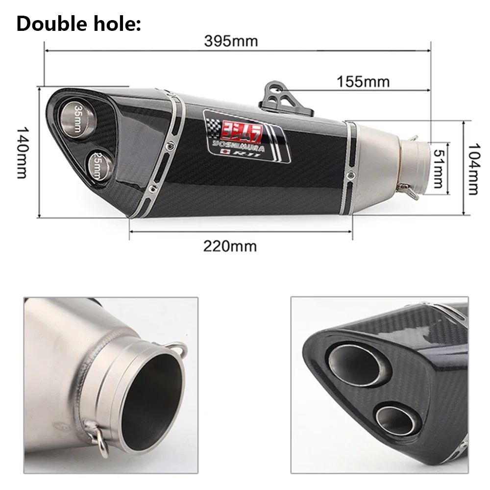 Factory Hot Selling Universal 51MM Stainless Steel Motorcycle Exhaust System Carbon Fiber Double Hole For R11 R77
Factory Hot Selling Universal 51MM Stainless Steel Motorcycle Exhaust System Carbon Fiber Double Hole For R11 R77