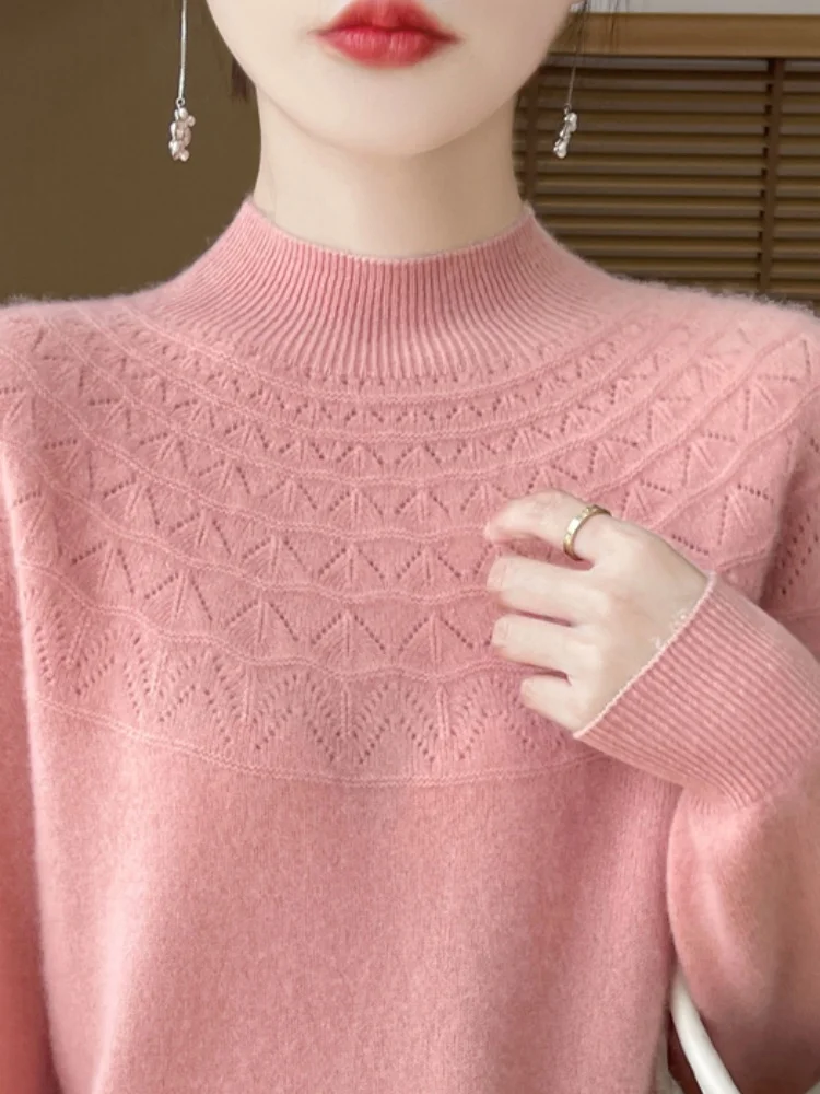 Женская одежда, базовый свитер из 100% мериносовой шерсти, осень-зима, сексуальный повседневный ленивый трикотаж, пуловер с высоким воротником, мягкий теплый
Женская одежда, базовый свитер из 100% мериносовой шерсти, осень-зима, сексуальный повседневный ленивый трикотаж, пуловер с высоким воротником, мягкий теплый