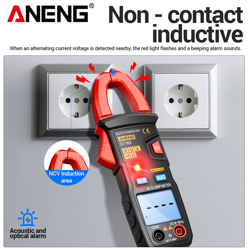 Professional Multimeter Clamp Meter Detection ANENG ST183 Smart Resistance DC/AC Voltage Hz Measurement Electrician Tester Tool
Professional Multimeter Clamp Meter Detection ANENG ST183 Smart Resistance DC/AC Voltage Hz Measurement Electrician Tester Tool