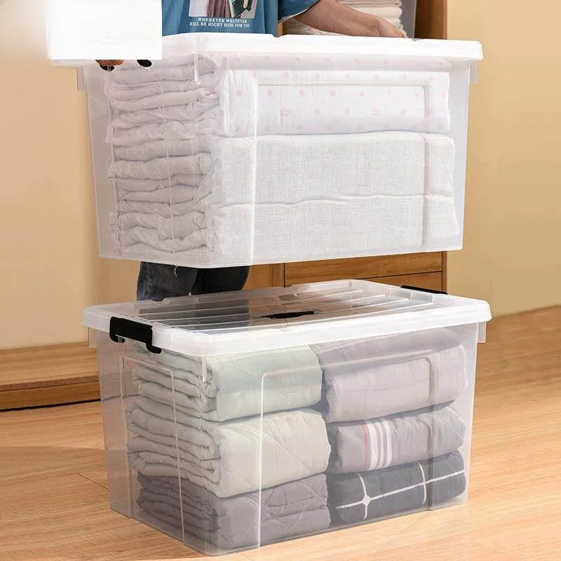 Large Transparent Plastic Storage Box Multi-Functional Organizer Tray Clear Rotating Box Home Organization Solution