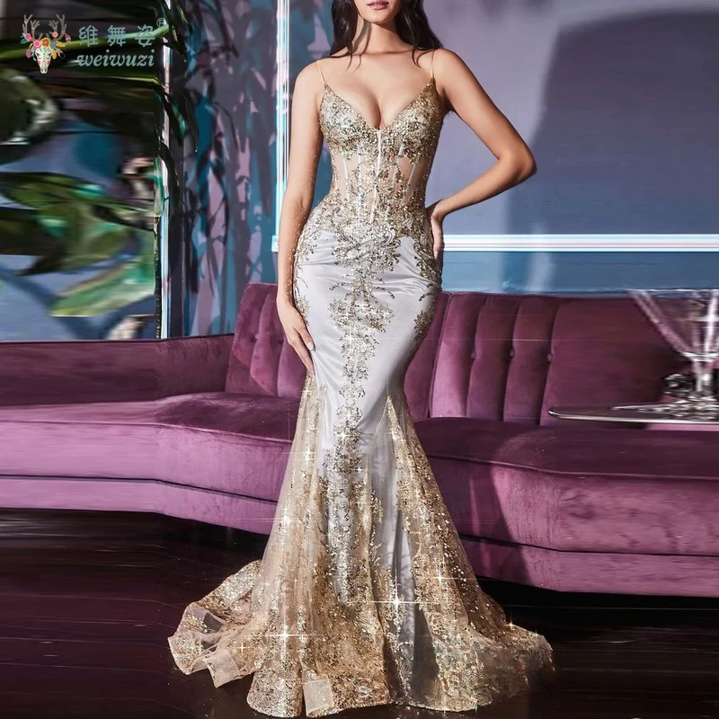 Exquisite Spaghetti Strap Prom Dresses Sparkly Appliques Sequined Mermaid Luxury Sexy V-neck Open Back Birthday Party Prom Gowns
Exquisite Spaghetti Strap Prom Dresses Sparkly Appliques Sequined Mermaid Luxury Sexy V-neck Open Back Birthday Party Prom Gowns