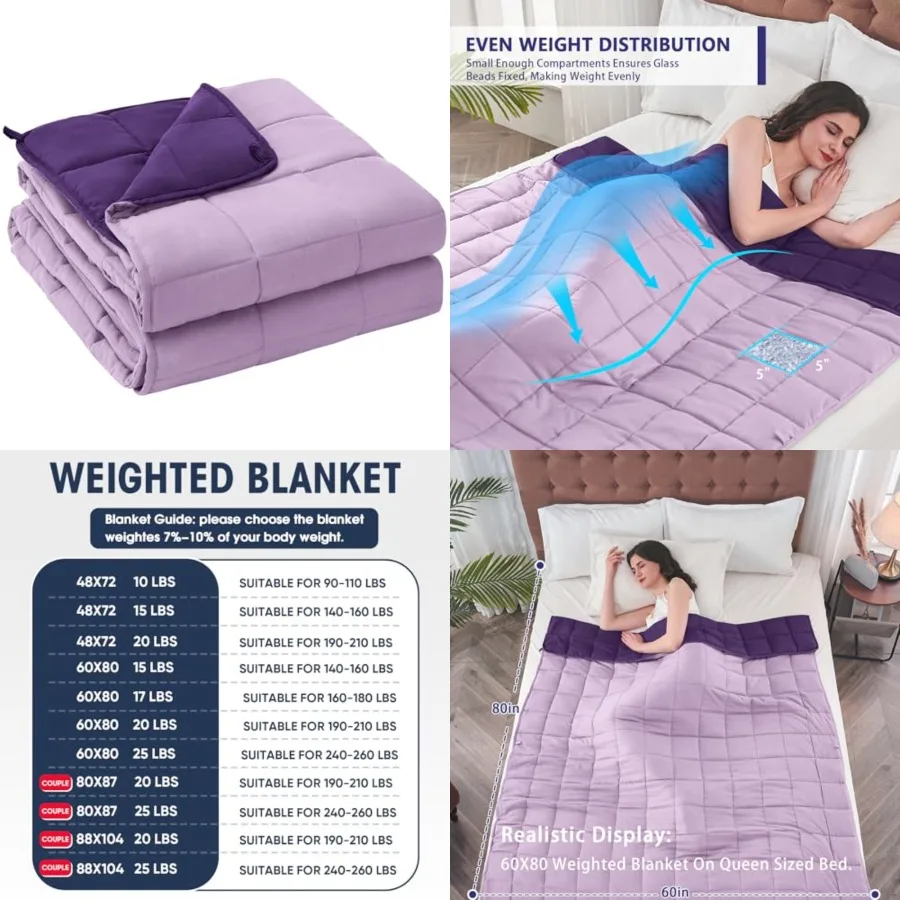 Weighted Blanket for Adults 20 lbs, 60 x 80, Cooling Heavy Blanket for Sleeping Perfect for 190-210 lbs, Queen Size Breathable
Weighted Blanket for Adults 20 lbs, 60 x 80, Cooling Heavy Blanket for Sleeping Perfect for 190-210 lbs, Queen Size Breathable