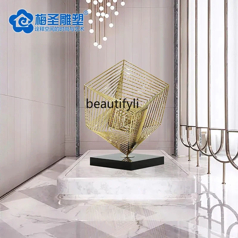 TTT Hotel lobby Geometric metal floor-to-ceiling sculpture Sales office Lobby Modern light luxury large soft handicraft ornament
TTT Hotel lobby Geometric metal floor-to-ceiling sculpture Sales office Lobby Modern light luxury large soft handicraft ornament