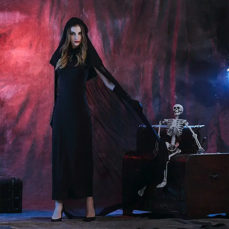 Костюм черной ведьмы Dr, длинный халат на тему Хэллоуина с капюшоном, наряд фокусника, женская модная театральная одежда Ele
Костюм черной ведьмы Dr, длинный халат на тему Хэллоуина с капюшоном, наряд фокусника, женская модная театральная одежда Ele