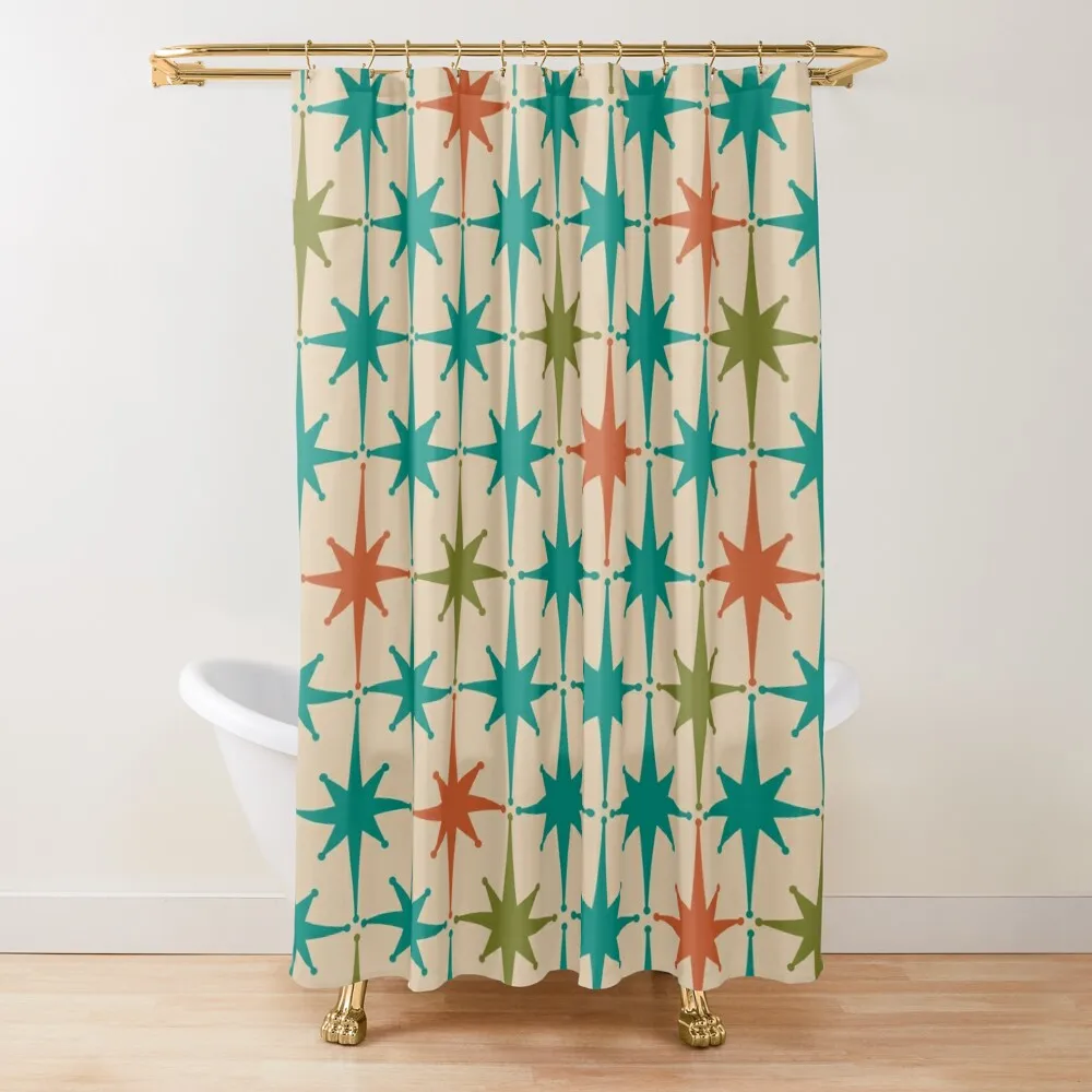 Atomic Age 1950s Starburst Pattern 2 in Orange, Turquoise Teal, Olive Green, and Mid Mod Beige Shower Curtain
Atomic Age 1950s Starburst Pattern 2 in Orange, Turquoise Teal, Olive Green, and Mid Mod Beige Shower Curtain