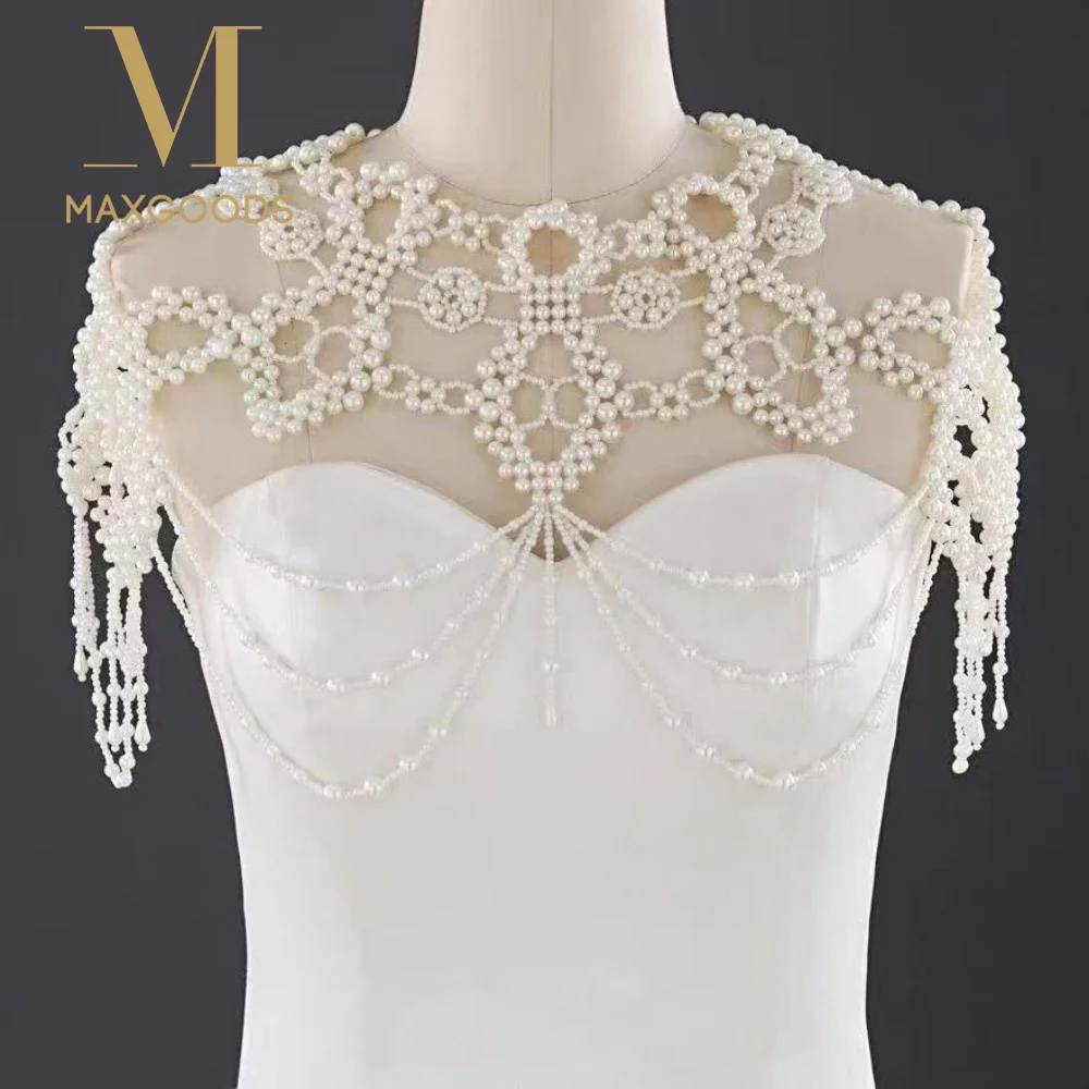 Fashion Hollow Wedding Pearl Shawl Pearl Tassel Handmade Shoulder Chain Beaded Bridal Wraps Bridal Wedding Dress
Fashion Hollow Wedding Pearl Shawl Pearl Tassel Handmade Shoulder Chain Beaded Bridal Wraps Bridal Wedding Dress