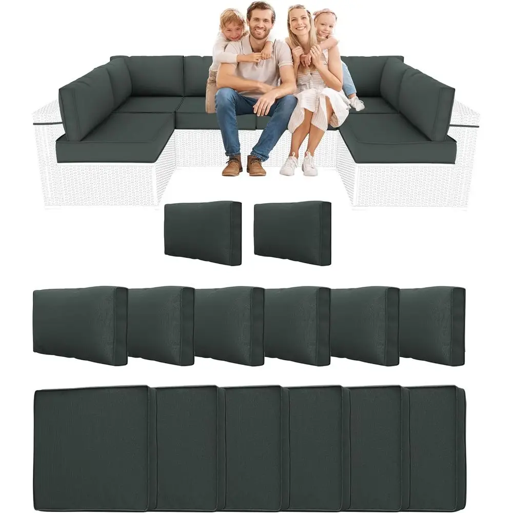 14-Piece Weather-Resistant Outdoor Sectional Cushions for 6-Seat Patio Furniture Set in Charcoal Gray
14-Piece Weather-Resistant Outdoor Sectional Cushions for 6-Seat Patio Furniture Set in Charcoal Gray